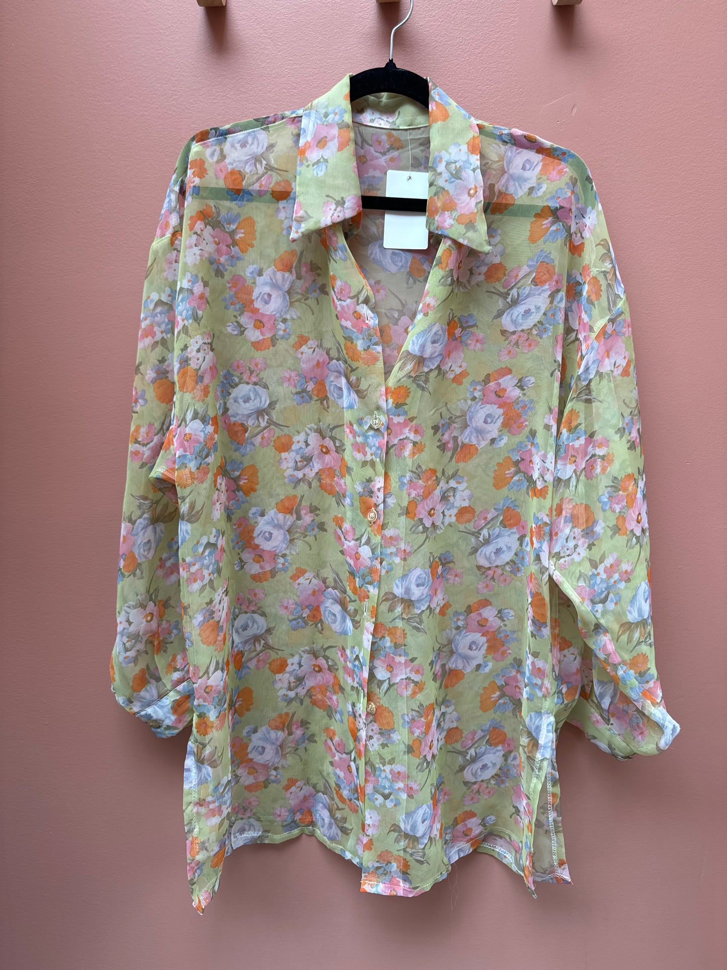 Vintage Sheer Floral Button Up