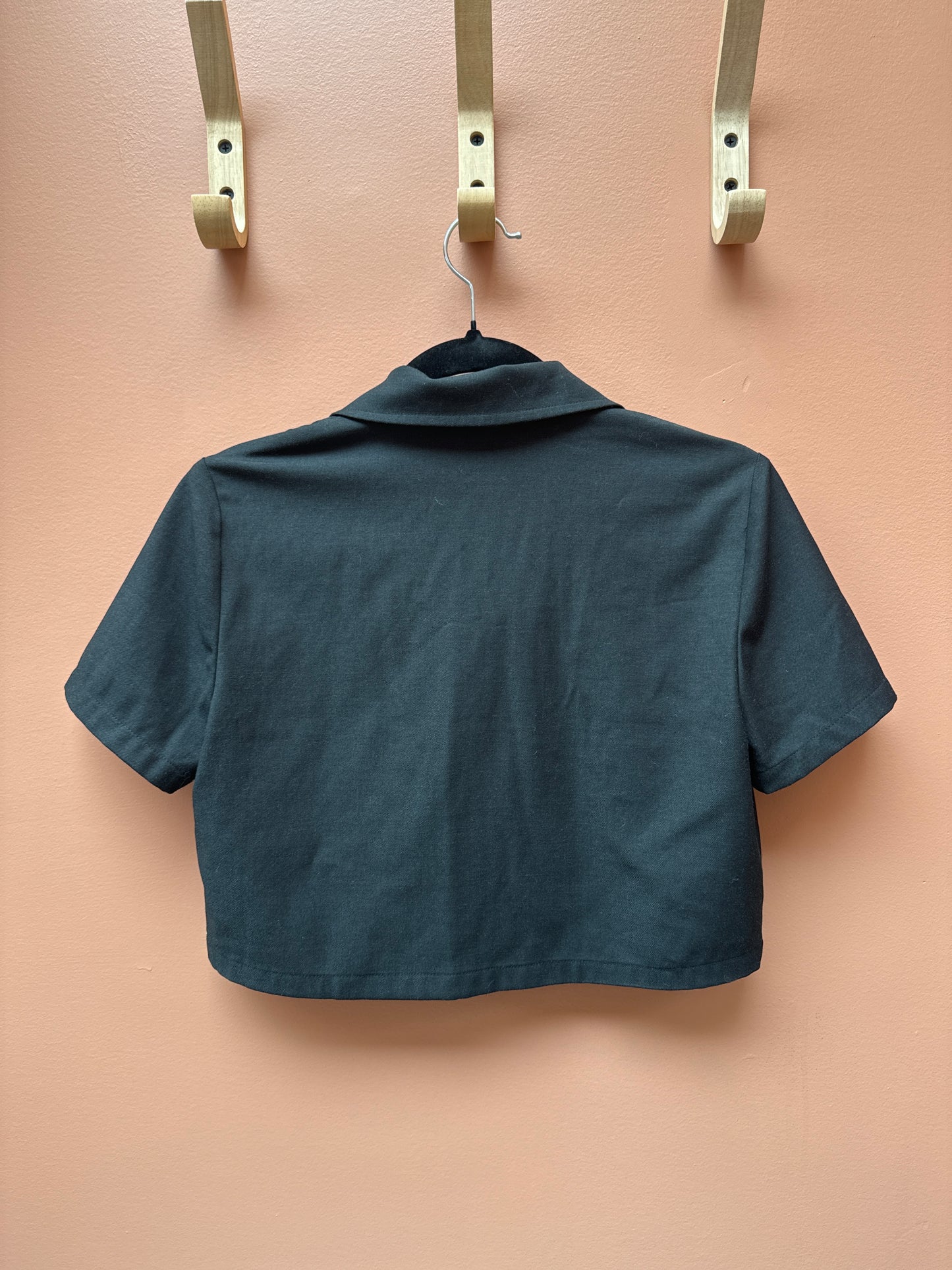 Sunday Best Black Cropped Button Up