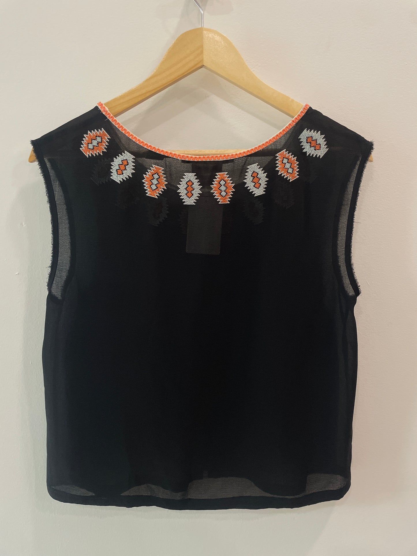 Maison Scotch Embroidered Sheer Tank