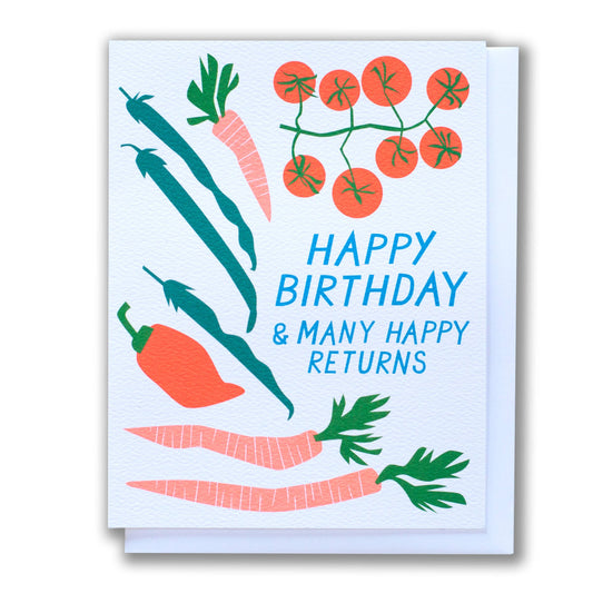 Happy Birthday and Many Happy Returns Veggie Card