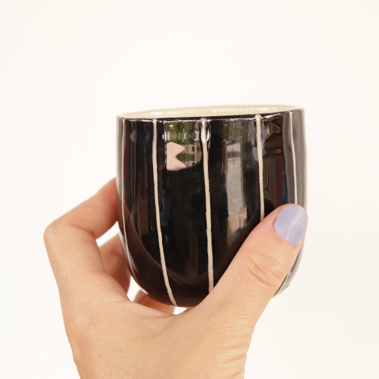Small Ceramic Tumbler - Stripes: Pink/green