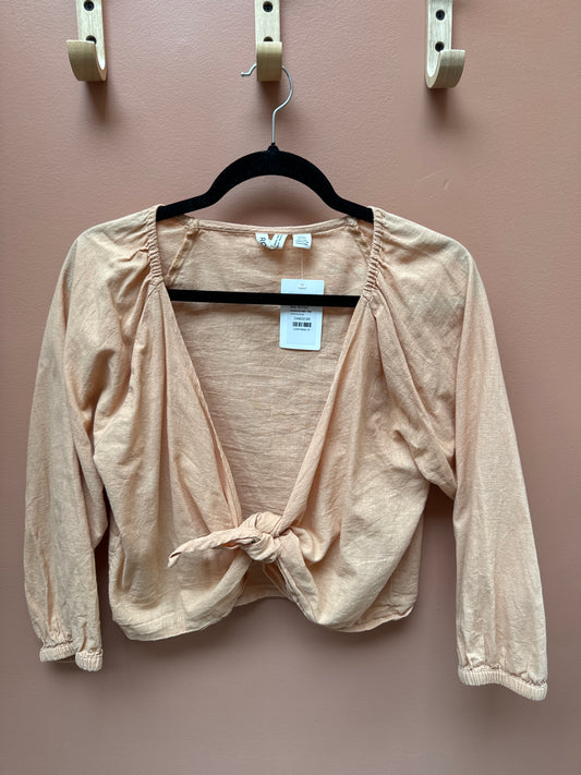 Roxy Tie Front Cotton/Linen Top
