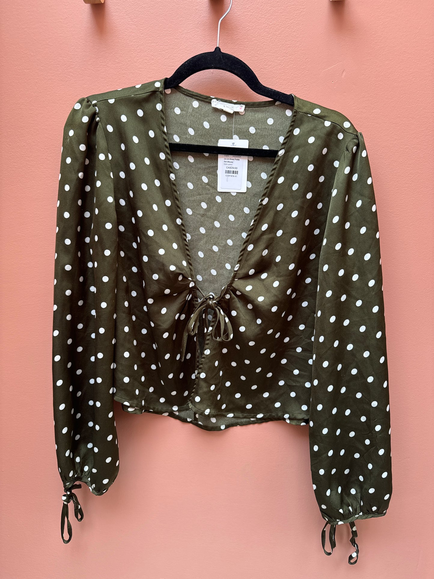 Le Lis Green Polka Dot Blouse