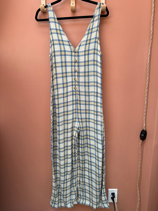urban outfitters blue & yellow jumpsuit