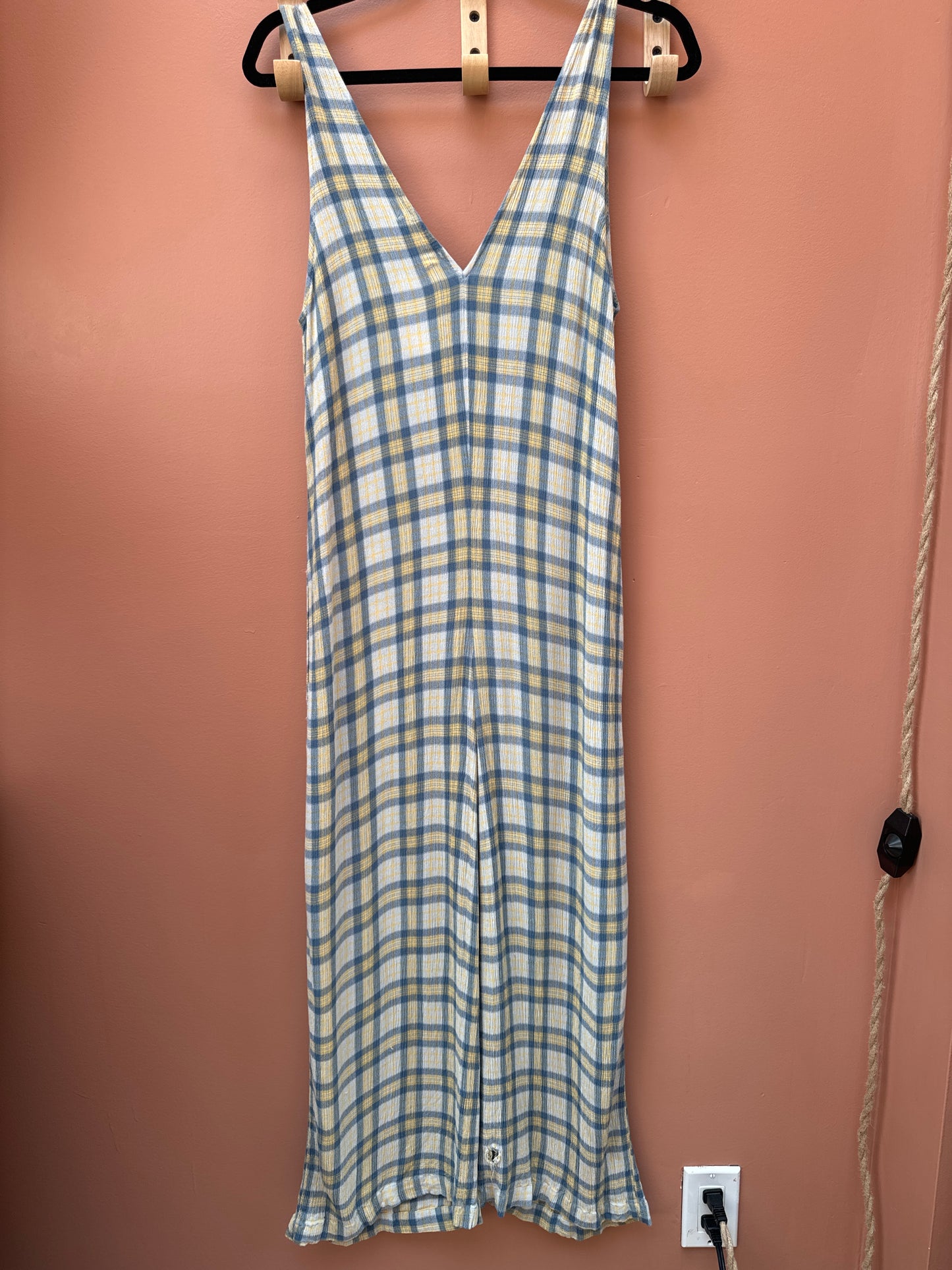 urban outfitters blue & yellow jumpsuit