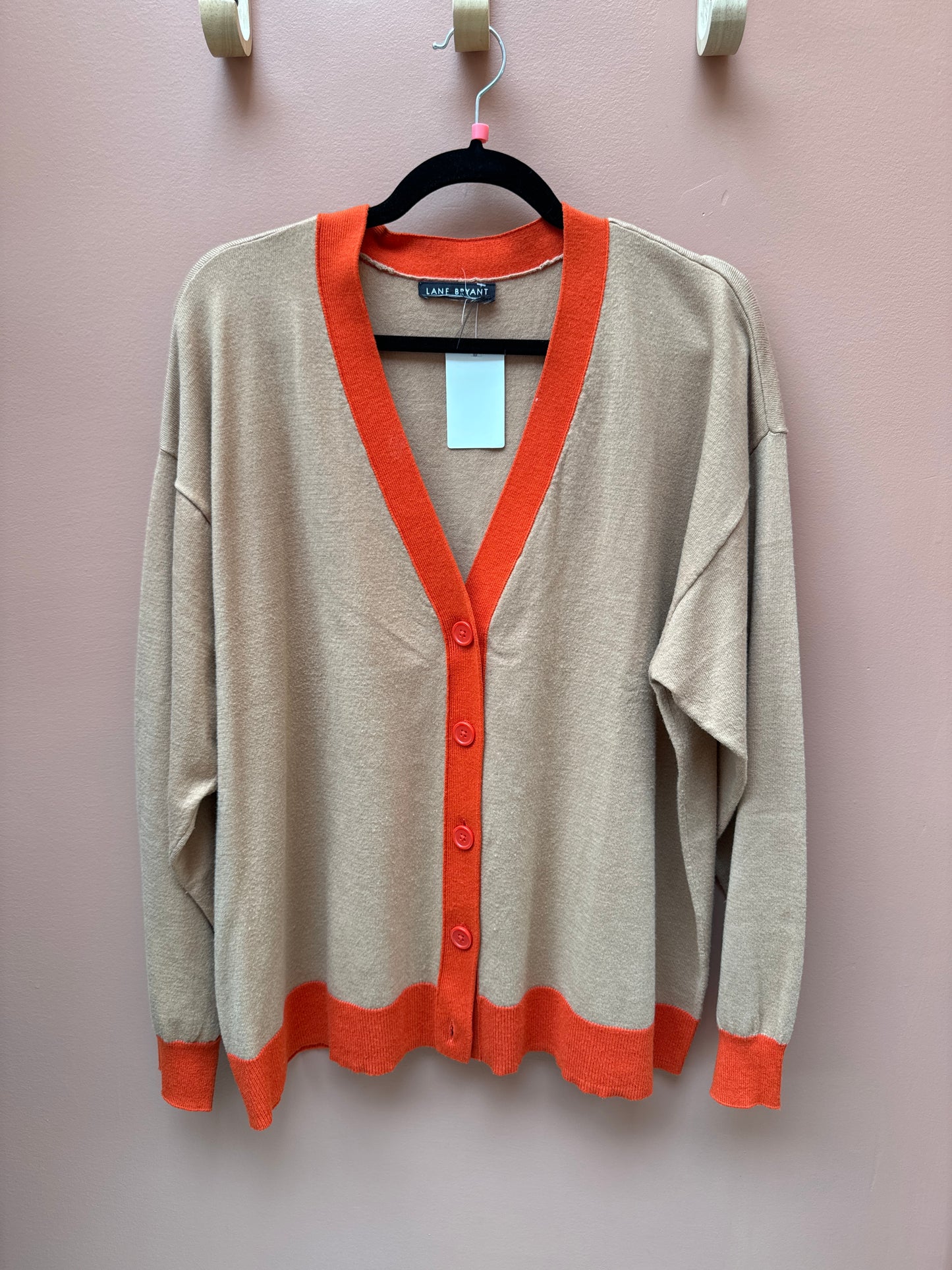 Lane Bryant Camel and Red Cardigan