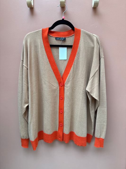 Lane Bryant Camel and Red Cardigan