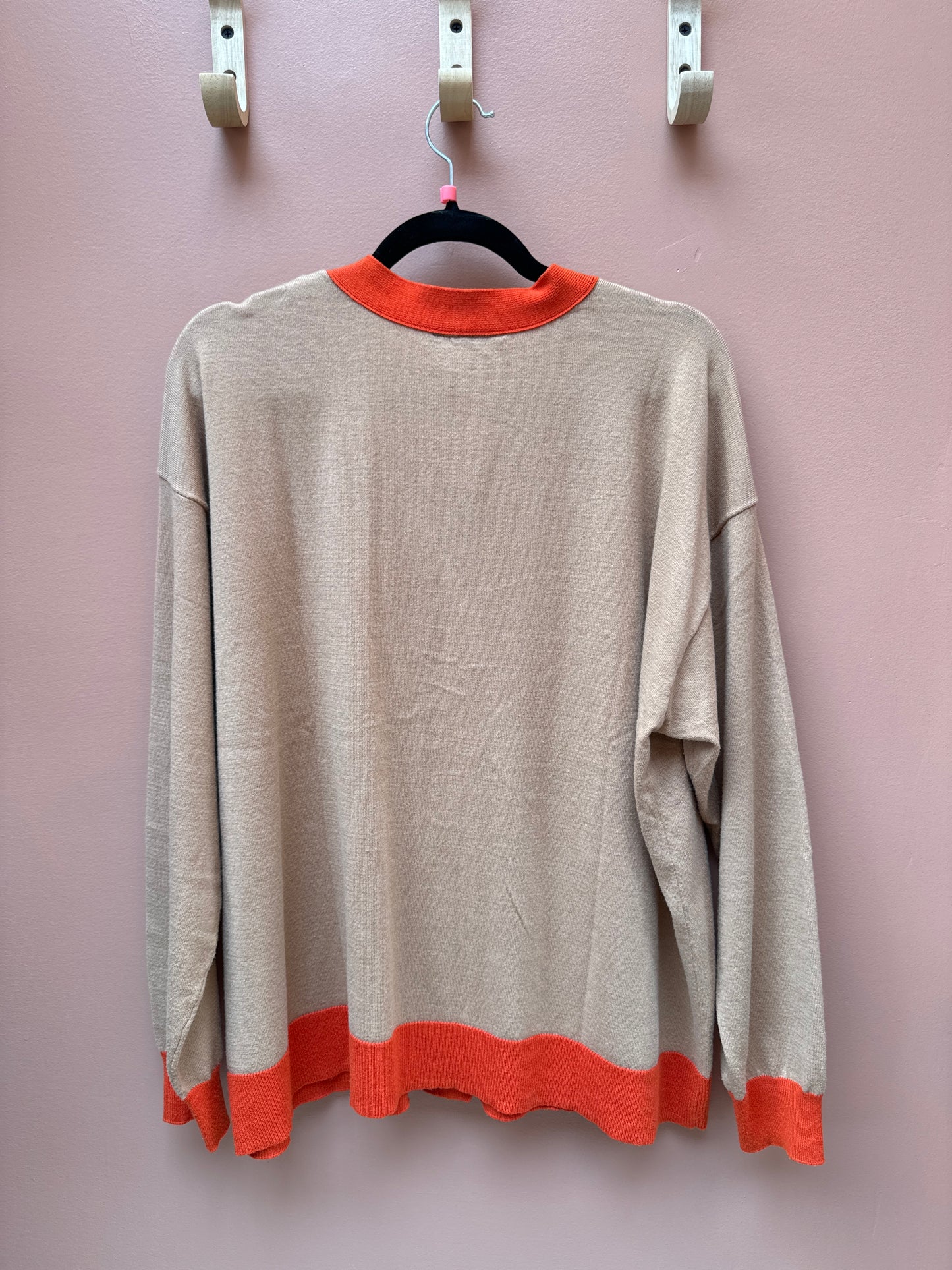Lane Bryant Camel and Red Cardigan