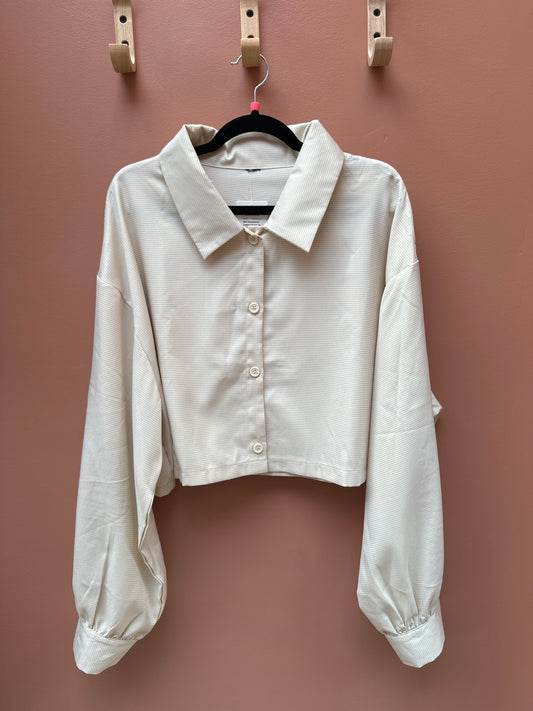 Mini Houndstooth Cropped Button Up
