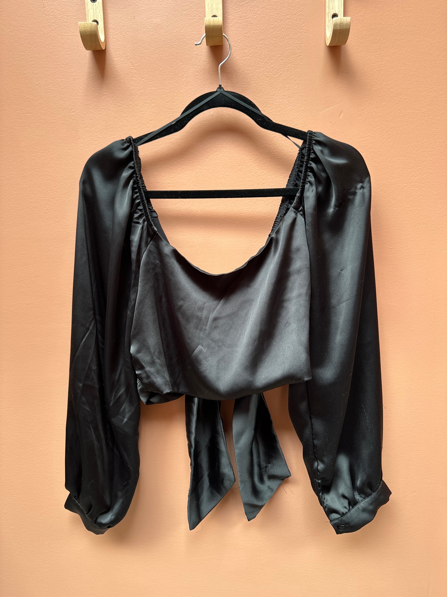 Dynamite Black Tie Back Silky Top