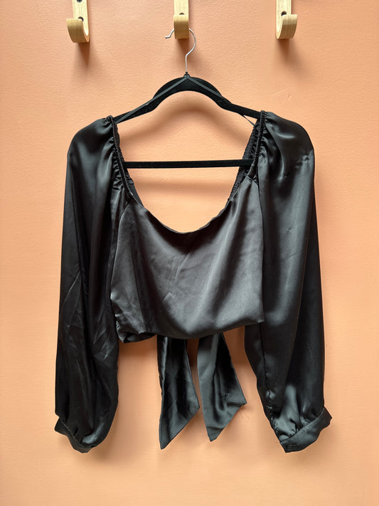 Dynamite Black Tie Back Silky Top
