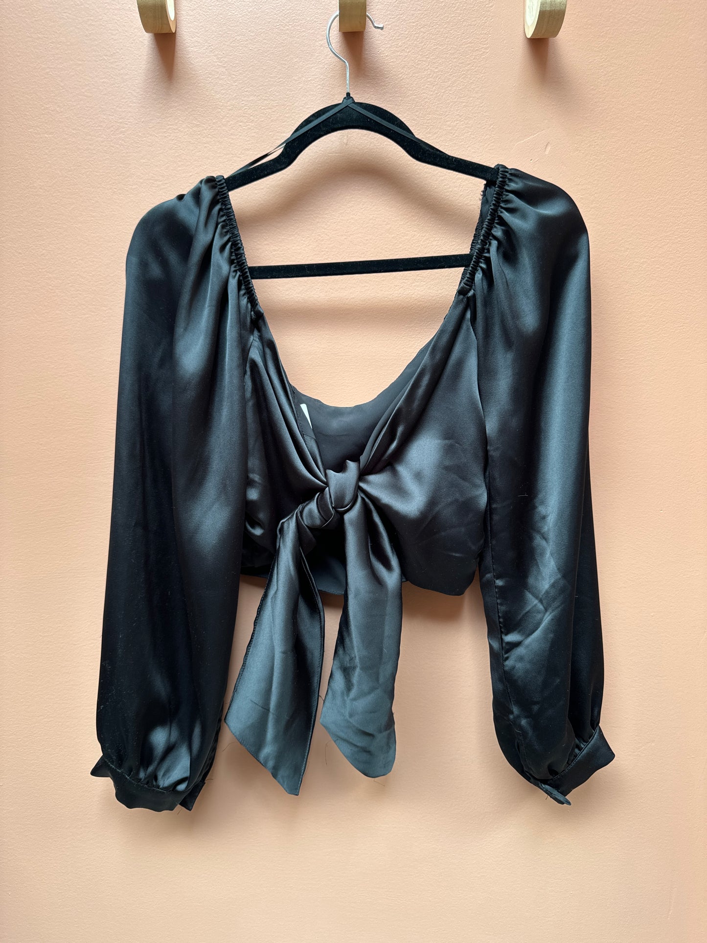 Dynamite Black Tie Back Silky Top