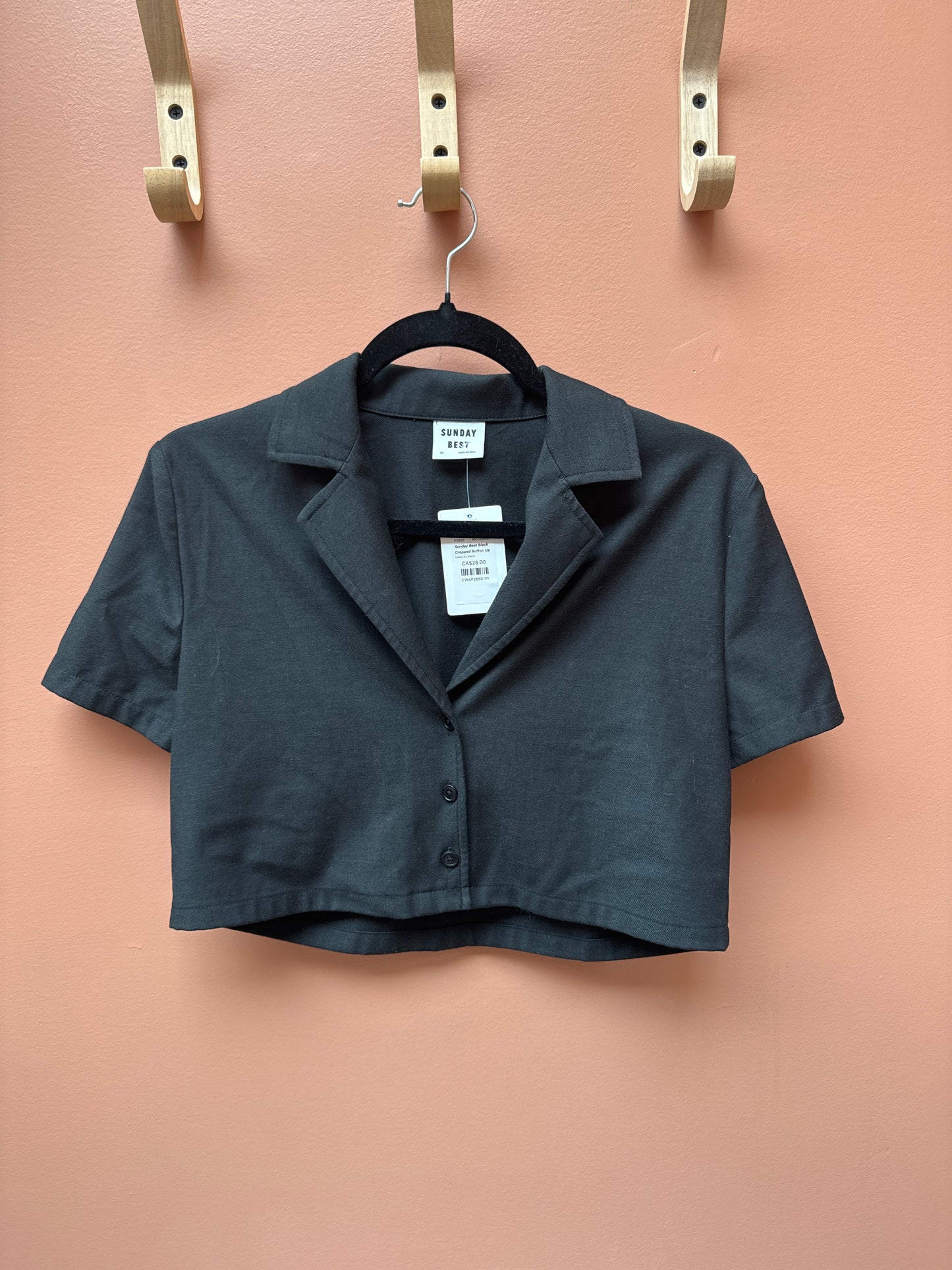 Sunday Best Black Cropped Button Up