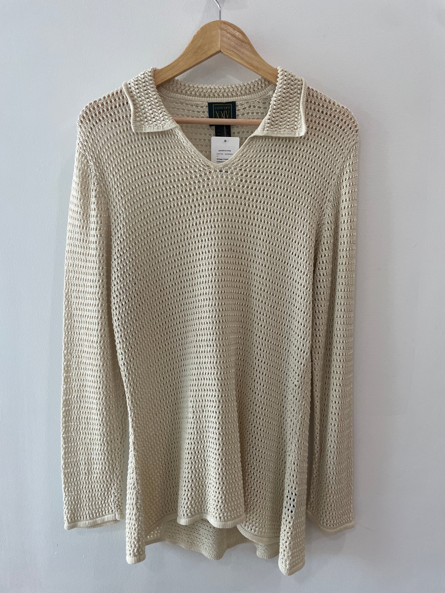 Vintage Crochet Collared LS