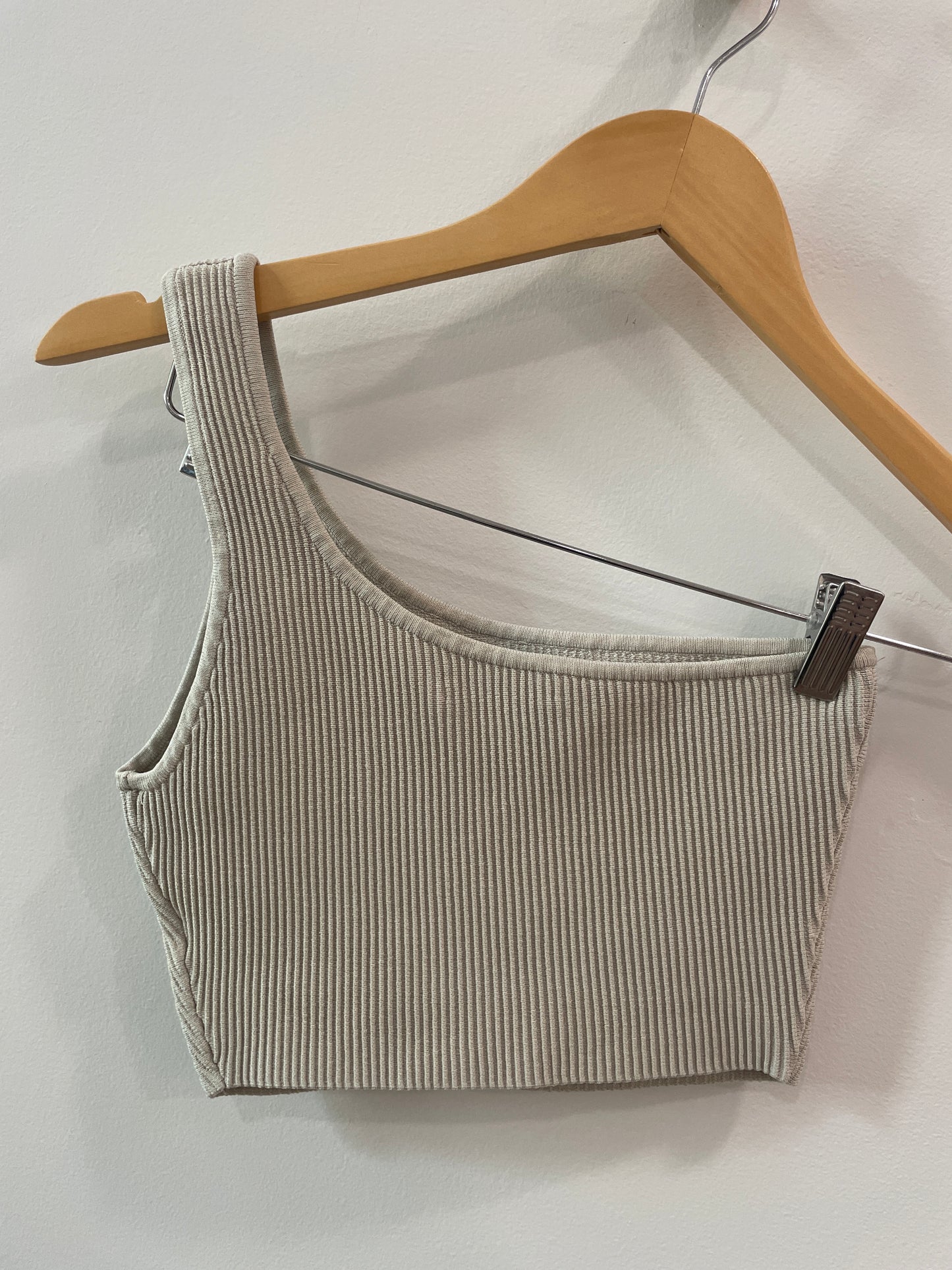 Babaton one shoulder ribbed top