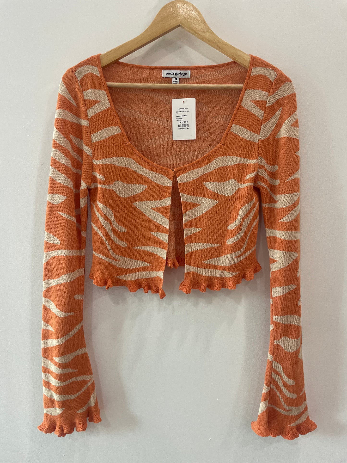 Orange Printed Cardigan