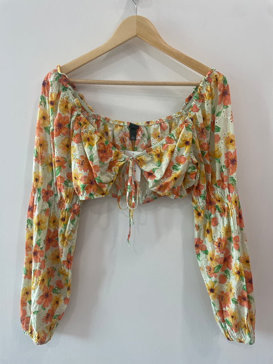 Wild Fable Floral Tie Front LS
