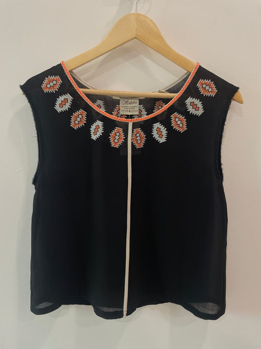 Maison Scotch Embroidered Sheer Tank