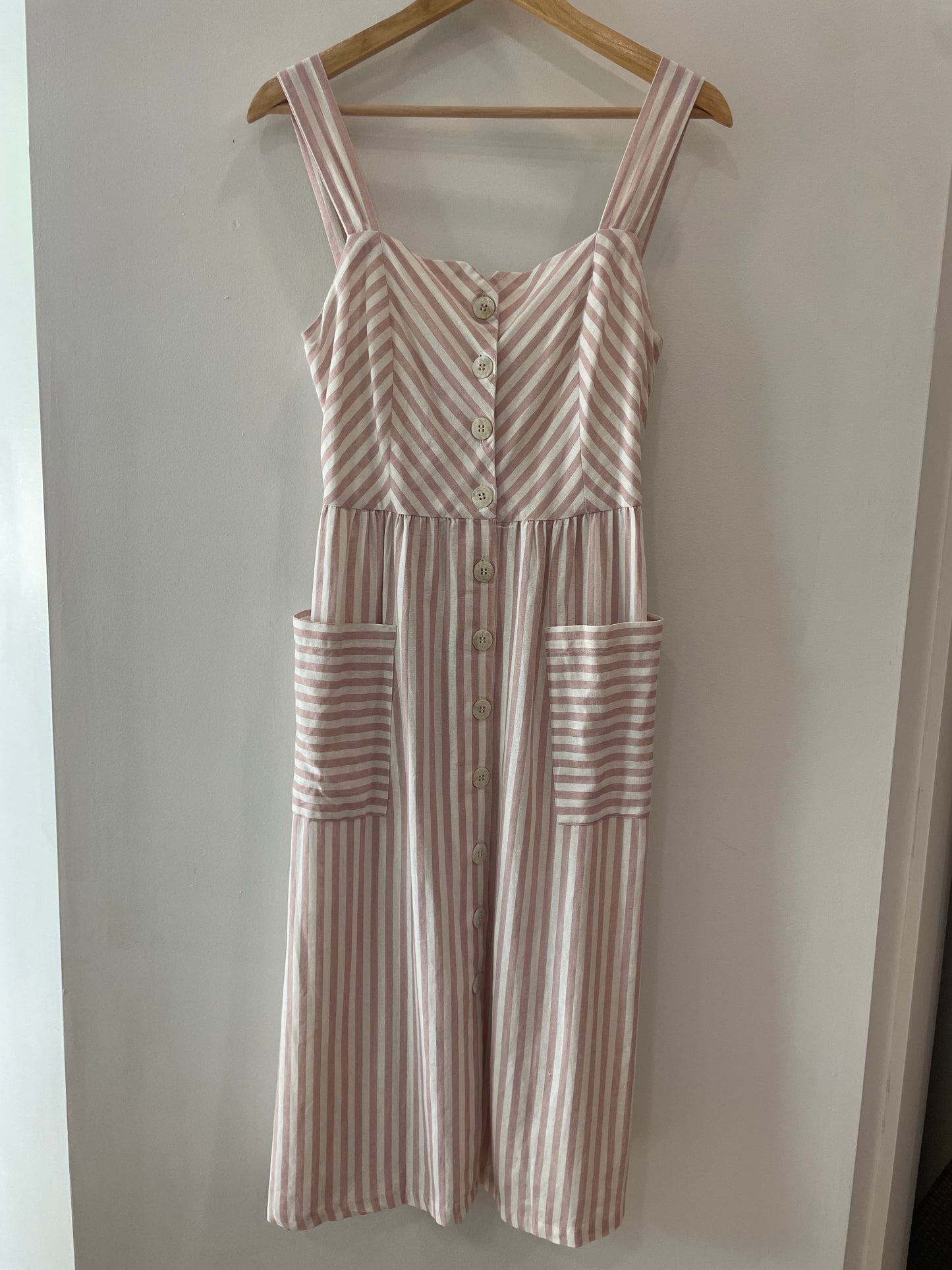 MNG Pink Striped Midi Dress