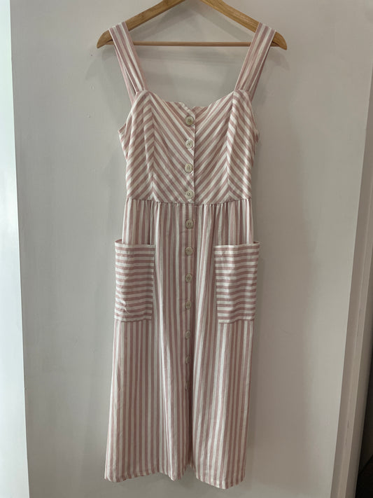 MNG Pink Striped Midi Dress