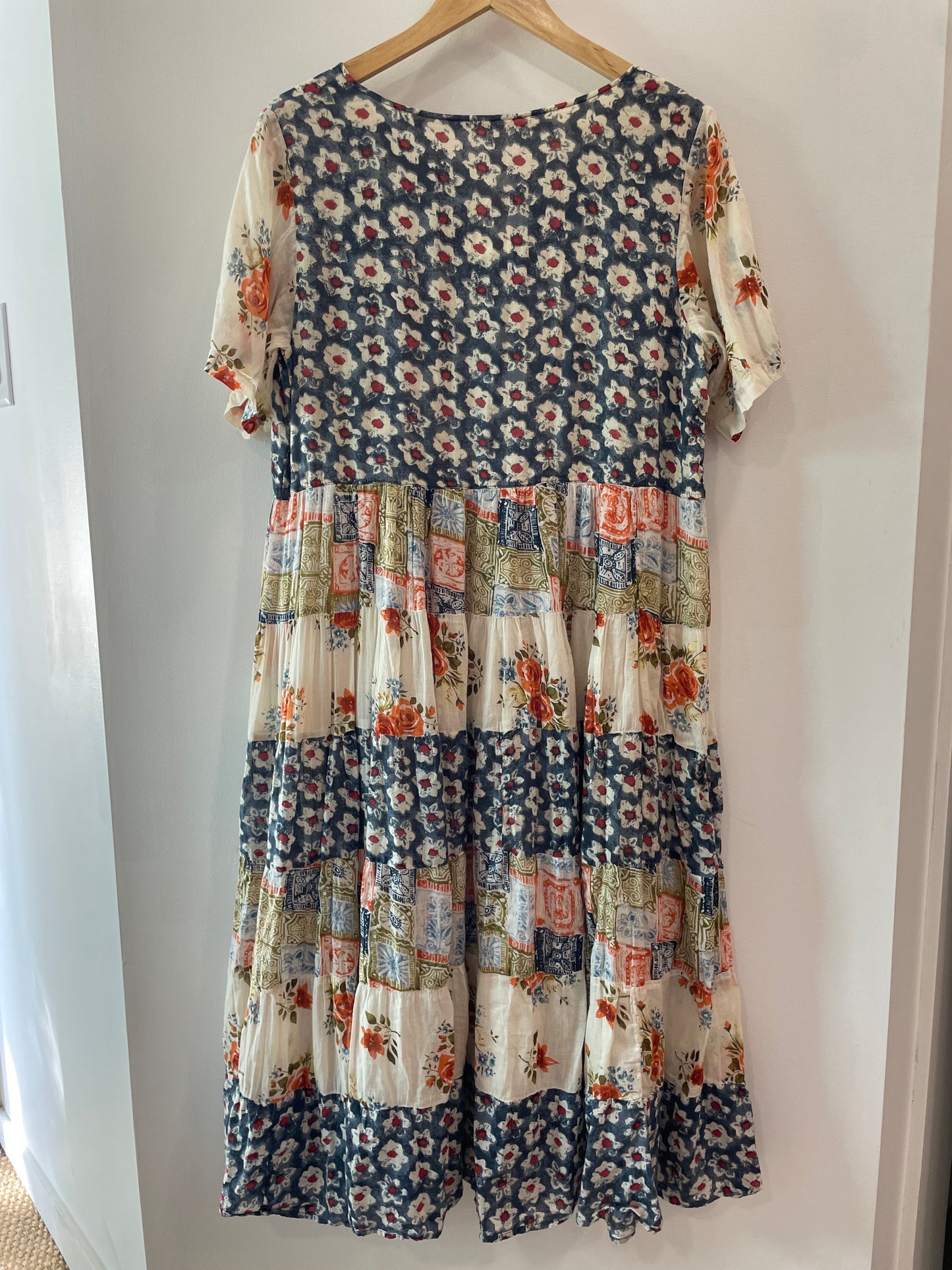 Vintage Floral Patchwork Midi Dress
