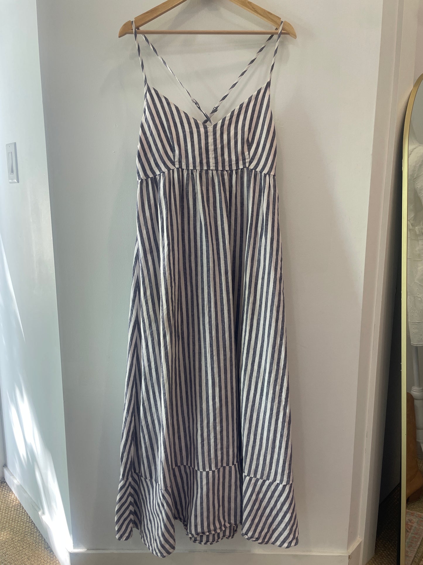 Antibes Blanc Linen Striped Dress