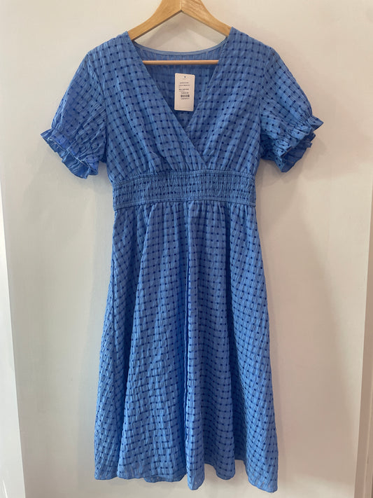 blue v neck dress