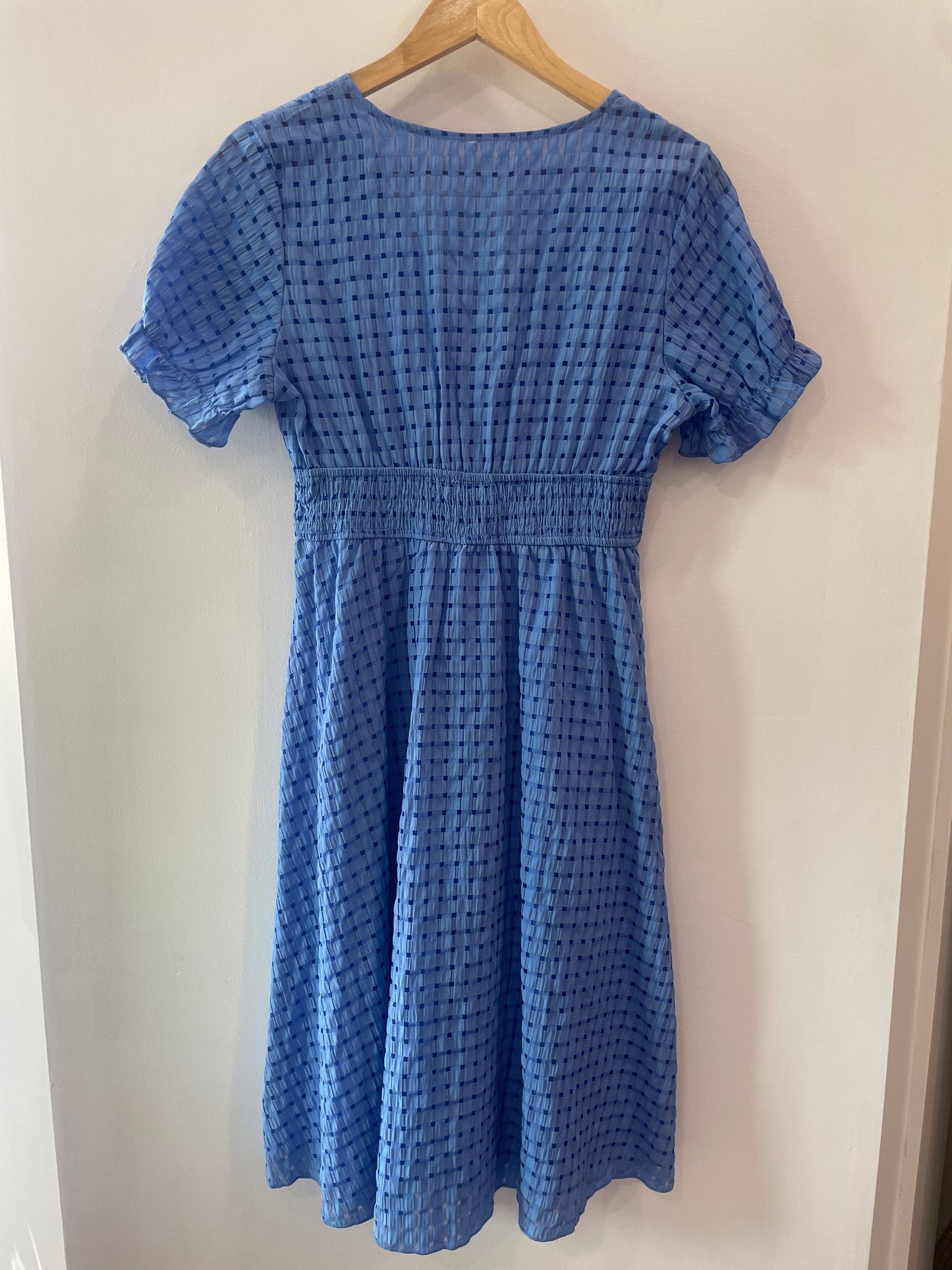 blue v neck dress