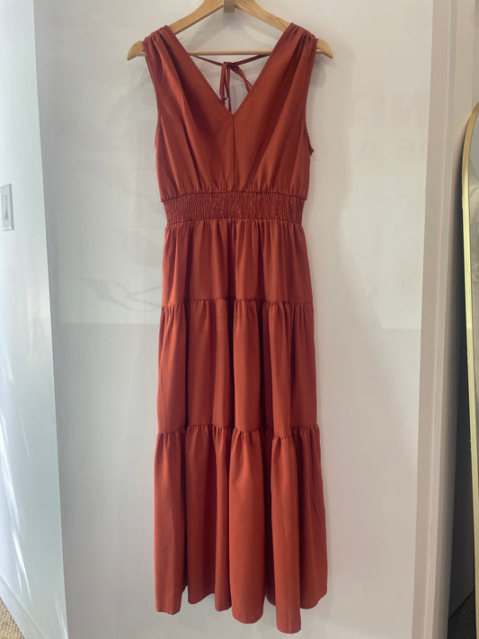 Rust V Neck Maxi Dress