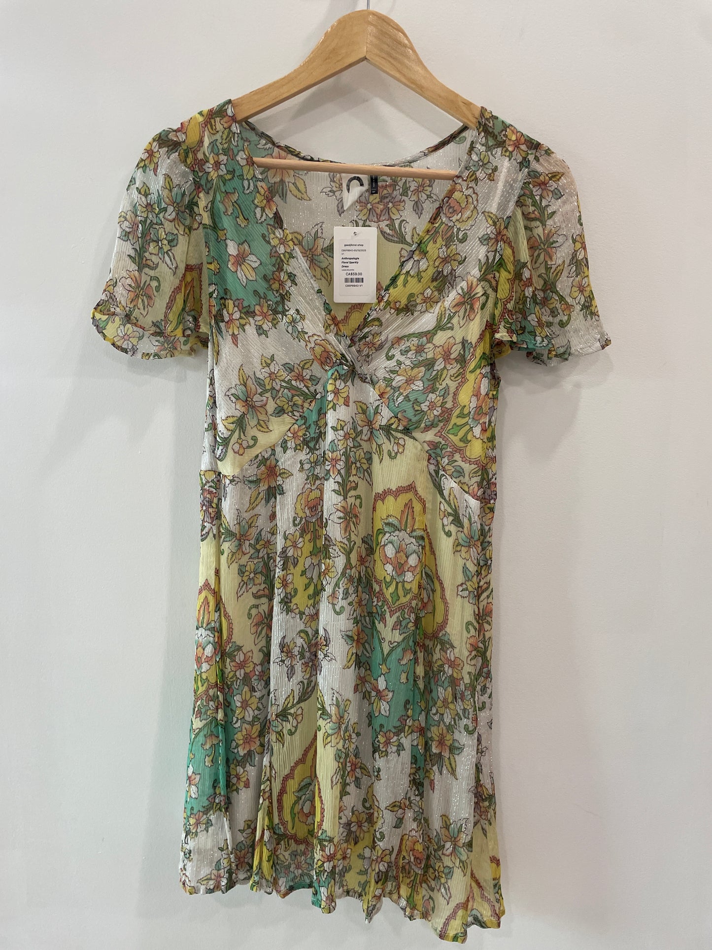 Anthropologie Floral Sparkly Dress