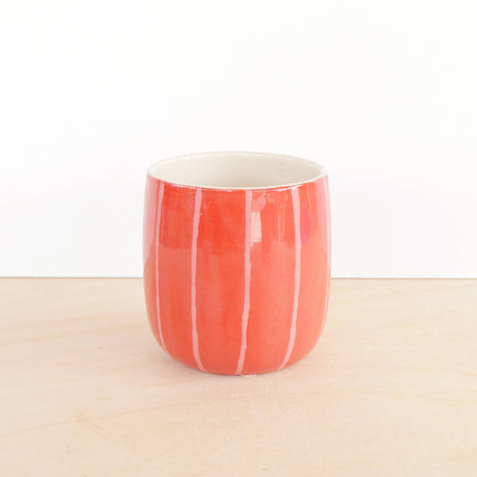 Small Ceramic Tumbler - Stripes: Red/pink