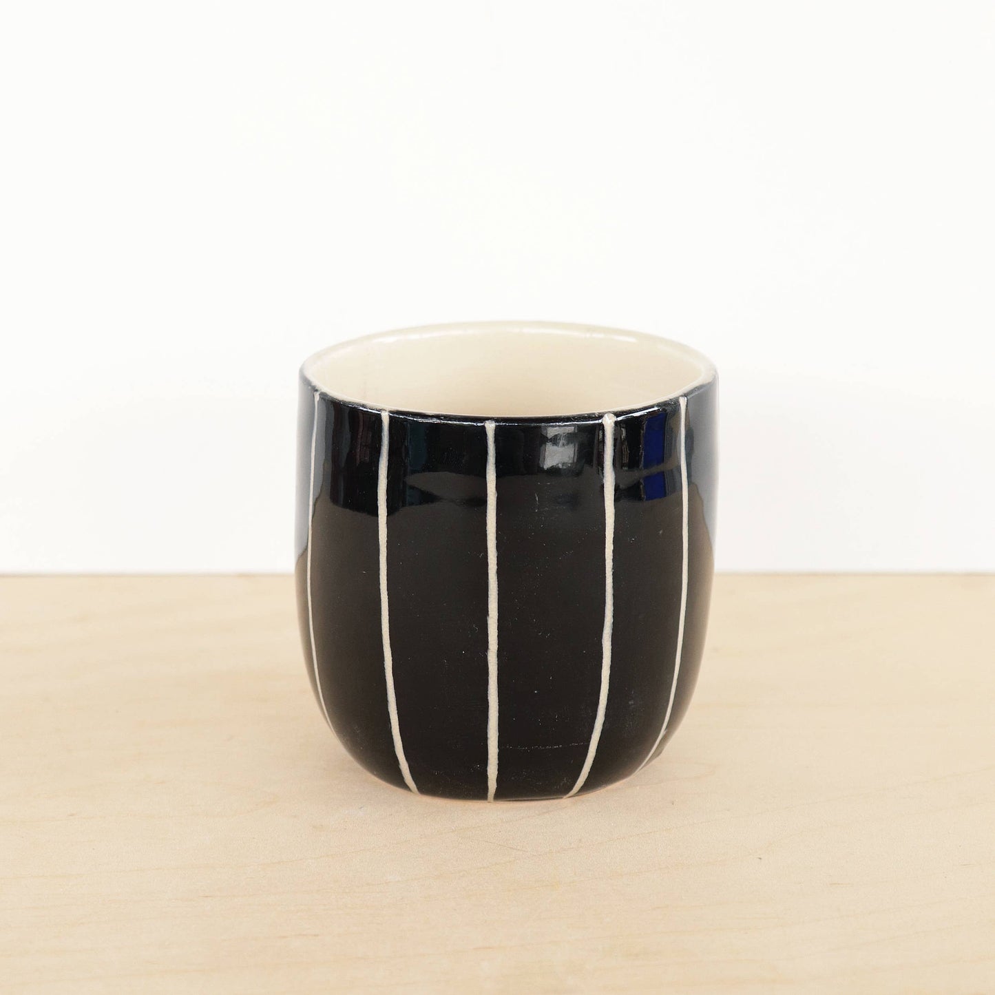 Small Ceramic Tumbler - Stripes: Pink/green