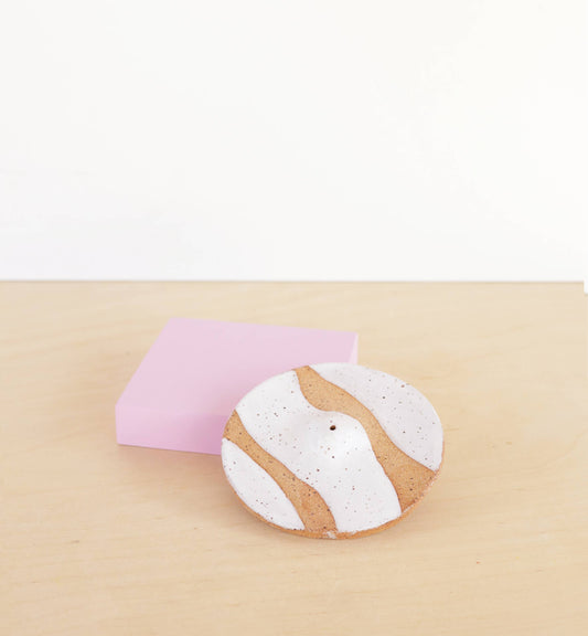 Ceramic Incense Holder - Wave XL: White