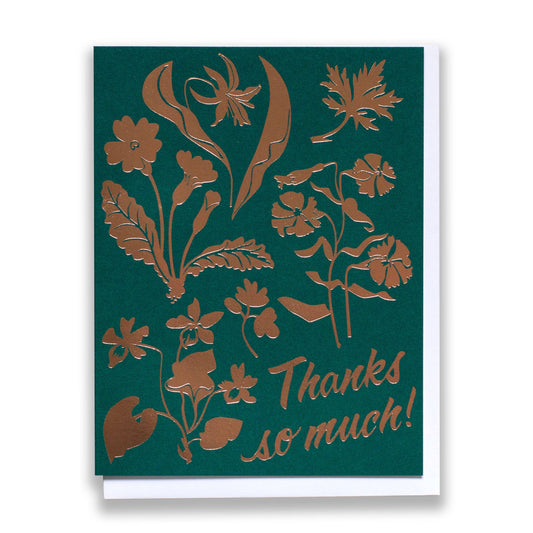 Thanks Wildflowers Rose Gold Foil Card