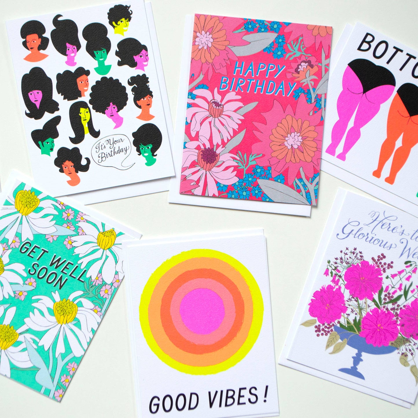 Good Vibes Glowing Neon Sunshine Note Card